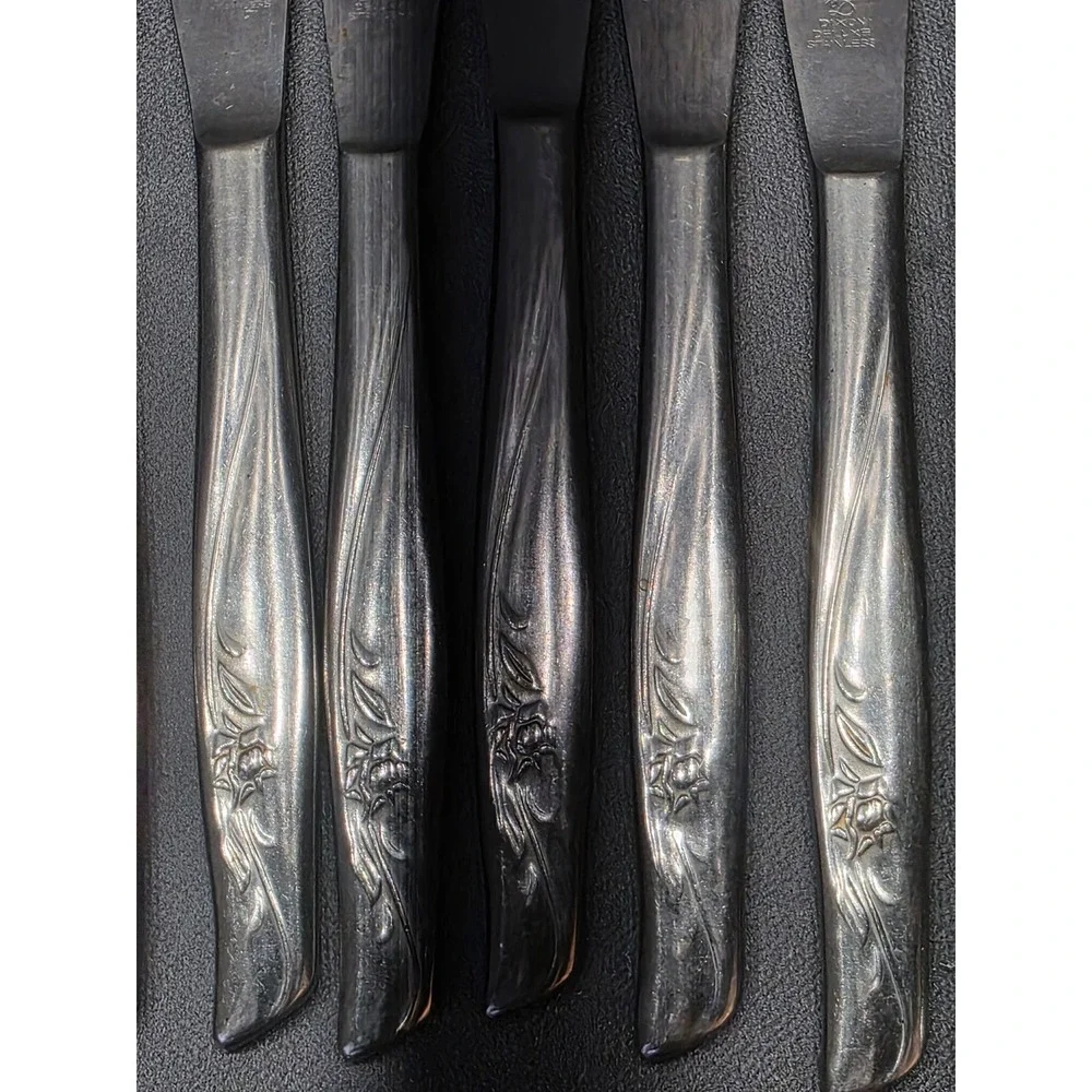 Dixon Deluxe Stainless Steel Flatware Set Floral Rose Pattern 18 Pieces